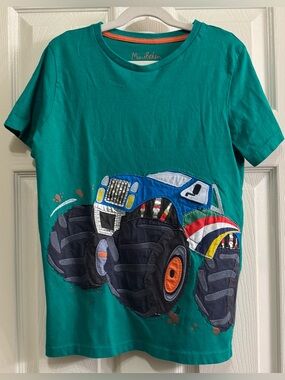 Mini Boden Lift-the-Flap Tee, Green Pepper Monster Truck Appliqué, Size: 11-12